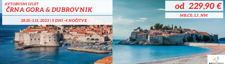 Jesenske počitnice v Črni Gori in Dubrovniku