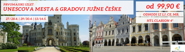 Prvomajski izleti Unescova mesta in gradovi južne Češke  Zagotovljeno